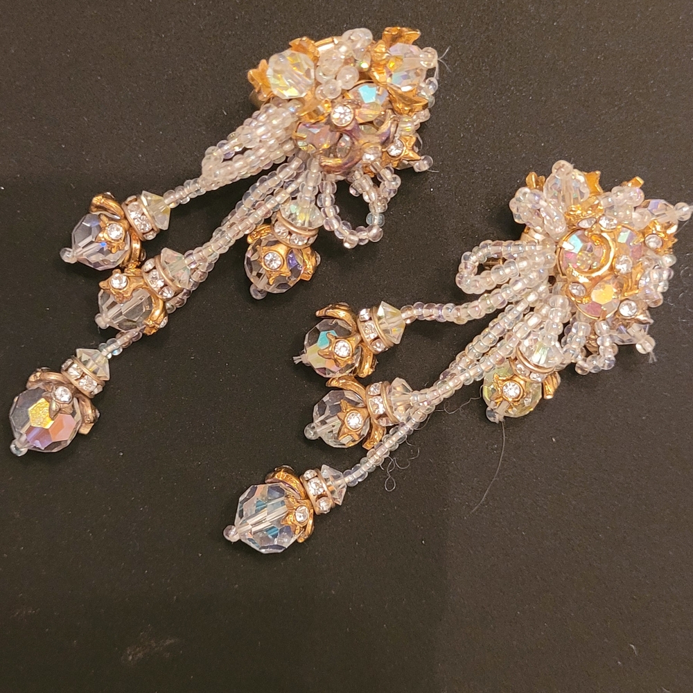 LOIS ANN Elegant Gold and Prism Like Beaded Waterfall  Earrings
